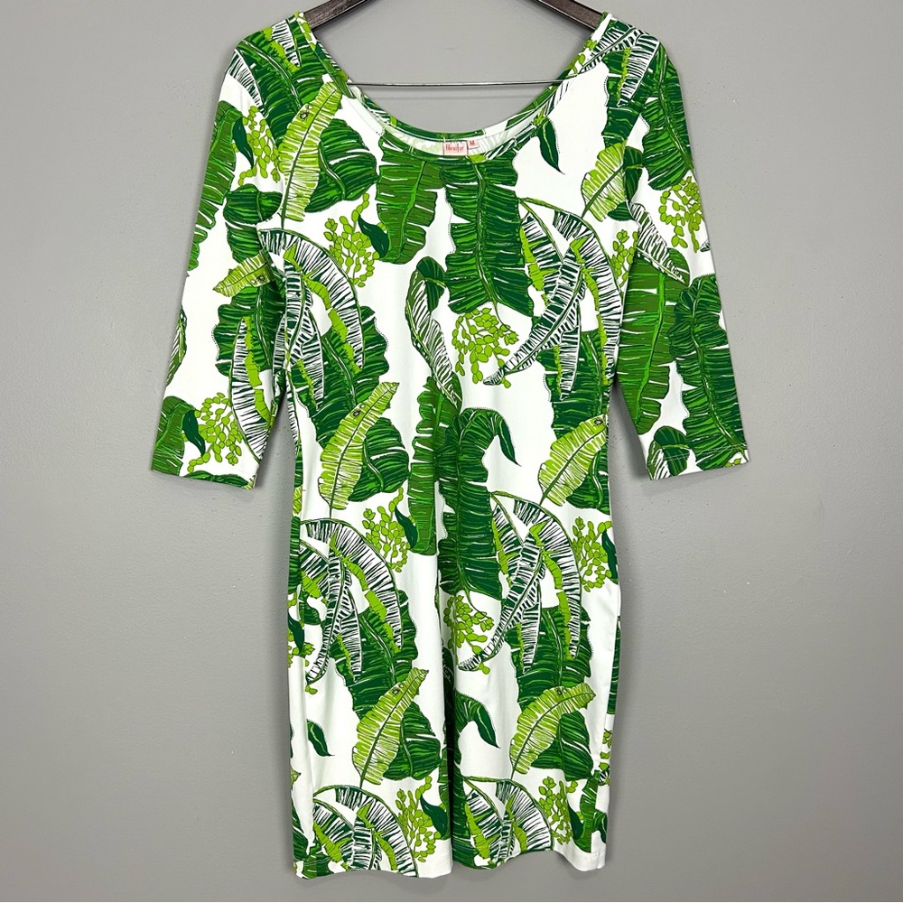 Persifor Kilpatrick Smooth Knit Dress Women’s Size M Tobago Tropical Leaf Print